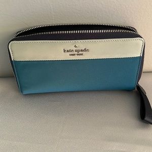 Kate Spade color block large slim billfold wallet